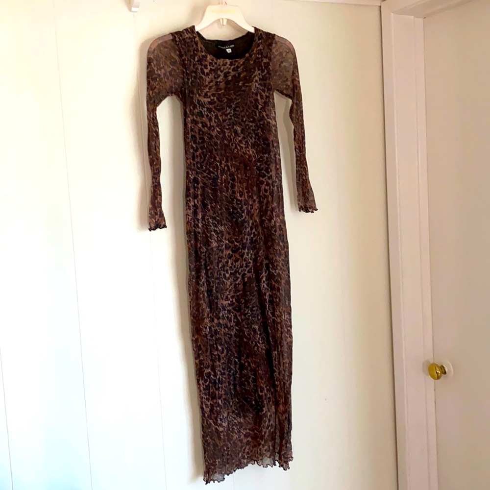 Vintage Veronica de Laurentiis gauzy leopard print dress Size SMALL